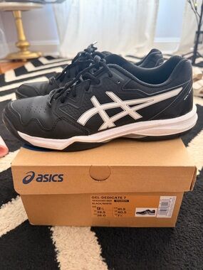 ASICS Black and White GEL-Dedicate 7 Athletic Shoes